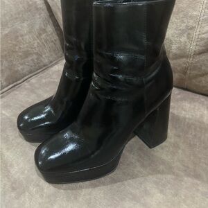 Steve Madden Shiny Black Platform Booties